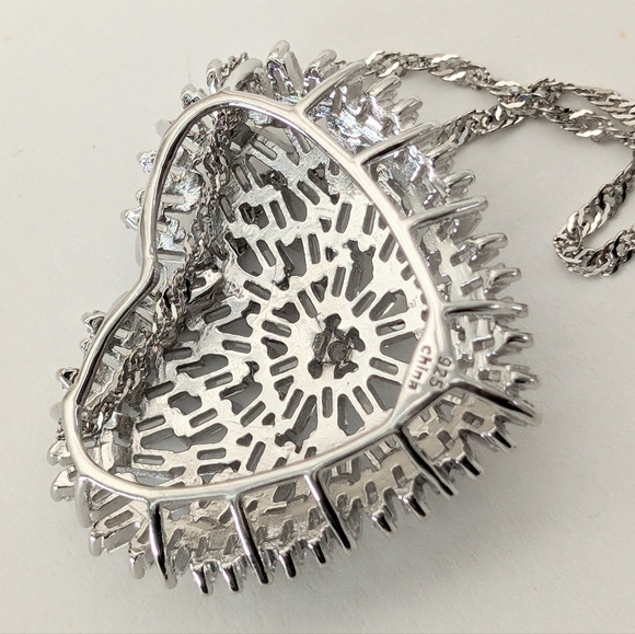 Sterling Silver CZ Heart Necklace - Picture 6 of 7